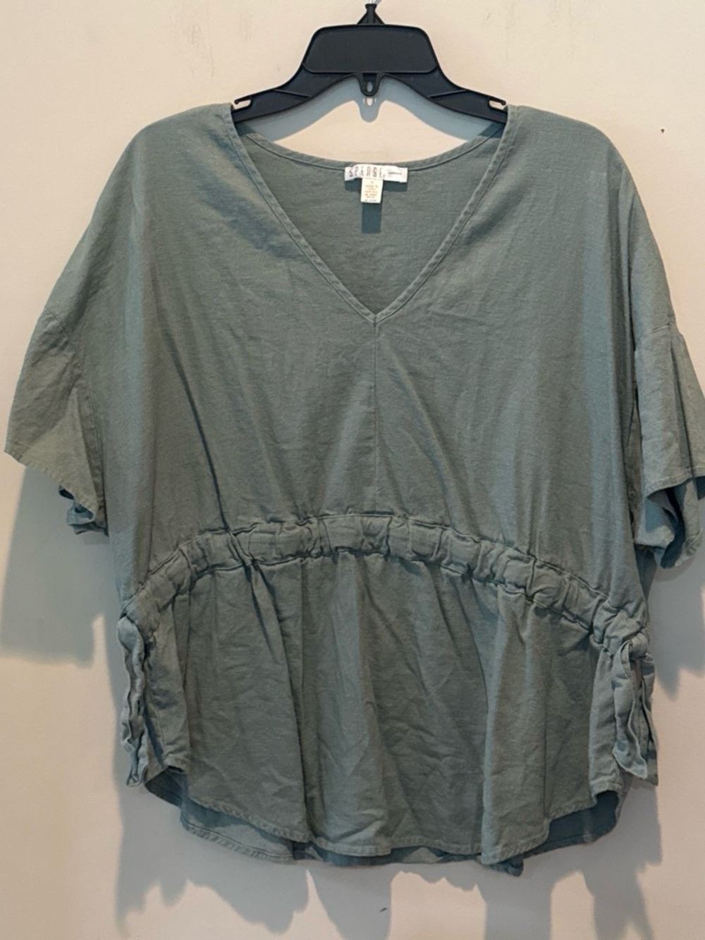 Spense Sage Green V-Neck Peplum Top